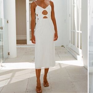 White Cutout Slip Dress with Spaghetti Straps